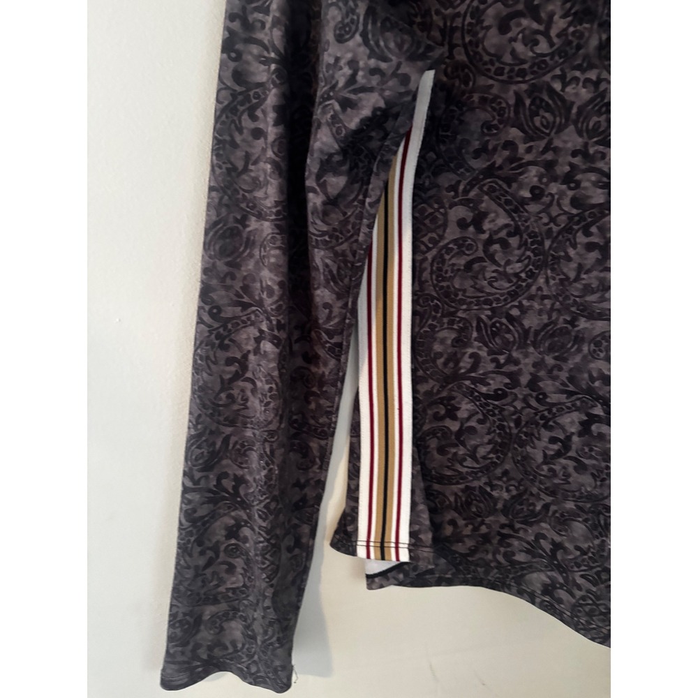 Athleta Womens Small Gray Paisley‎ Scroll 1/4 Zip Pullover Top Made in USA - Picture 3 of 7